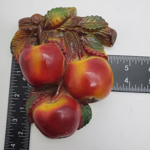 Vintage Chalkware Fruit Wall Hanging Plaque 1940s Kitchen Decor Retro Cottage - Picture 8 of 8